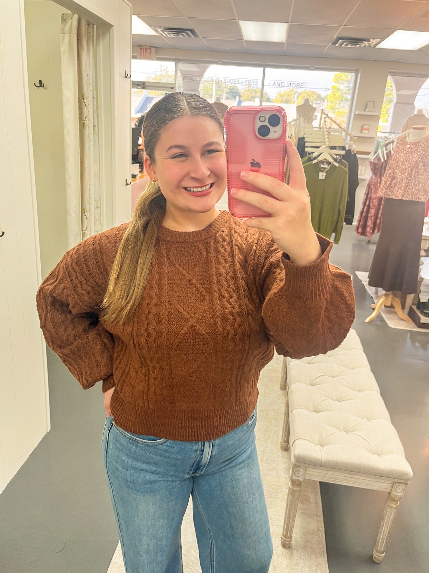 Chestnut Brown Knit Sweater