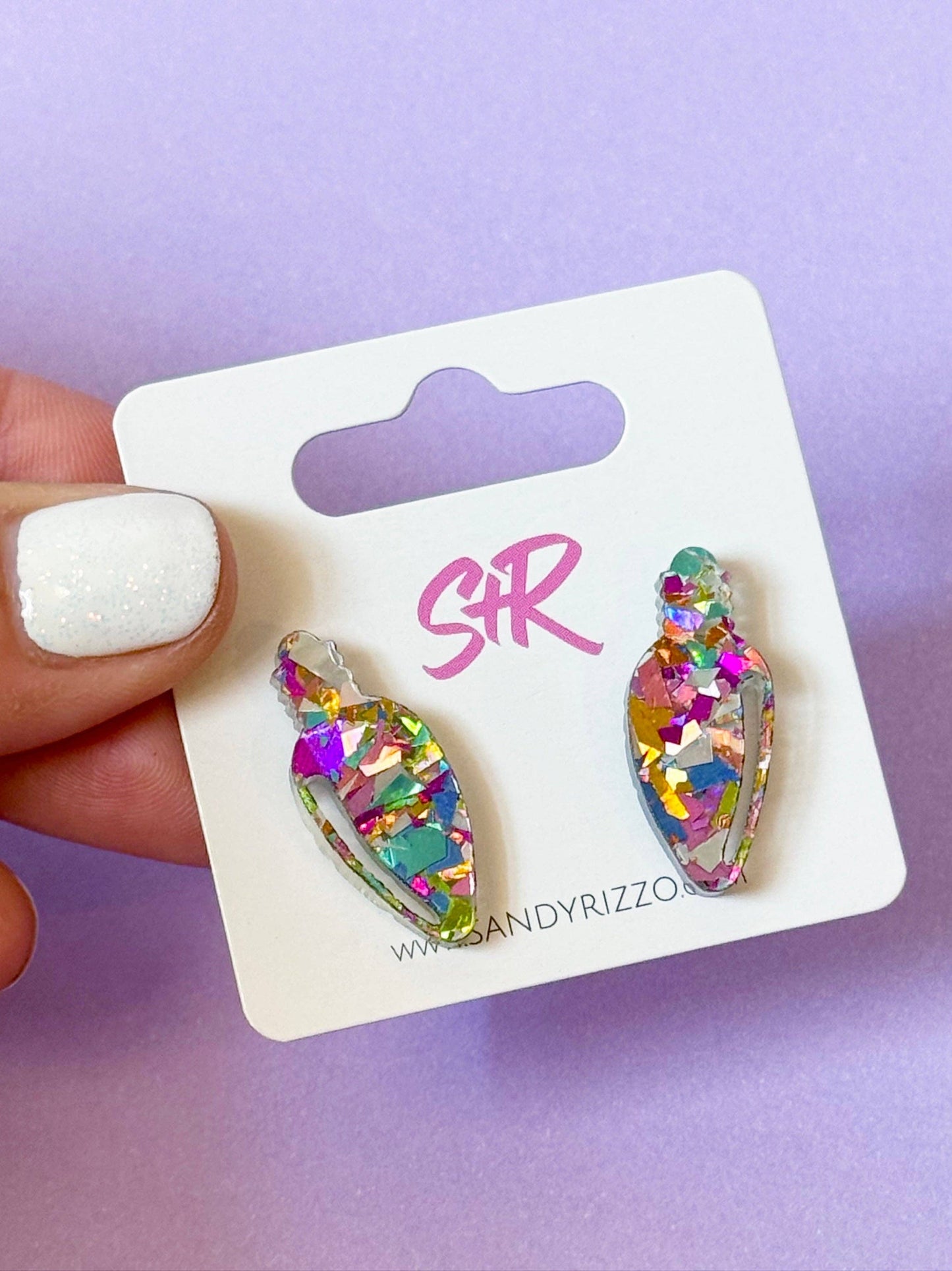 Pink Confetti Acrylic Lightbulb Stud Earring