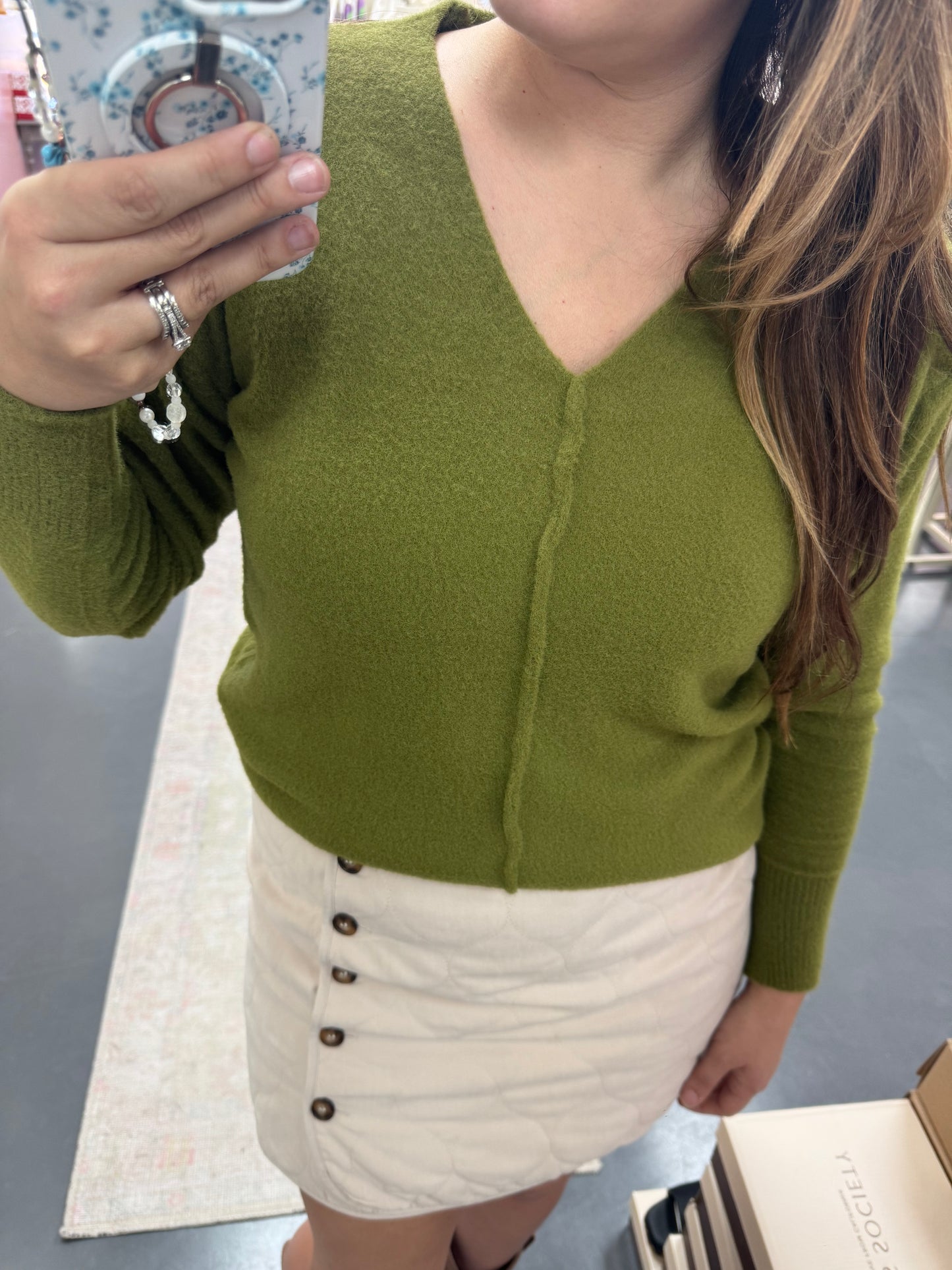 Olive Groves V-Neck Sweater