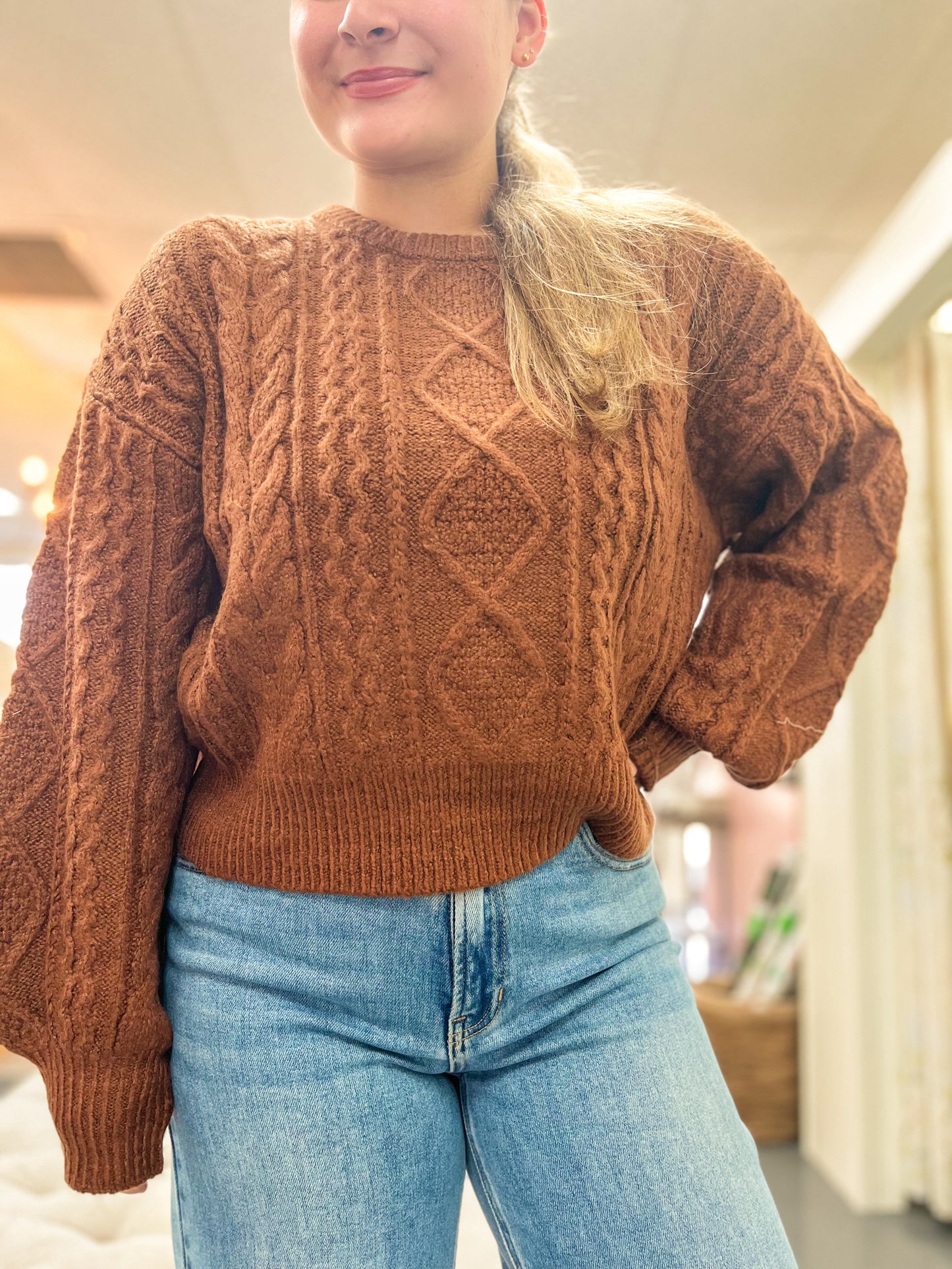 Chestnut Brown Knit Sweater