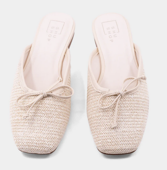 Bone Woven Slide Shoes