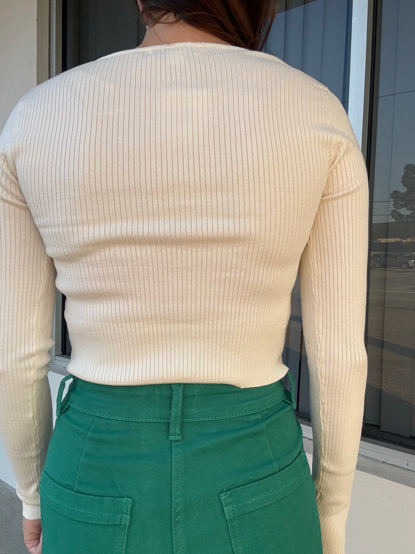 Cream Long Sleeve Top