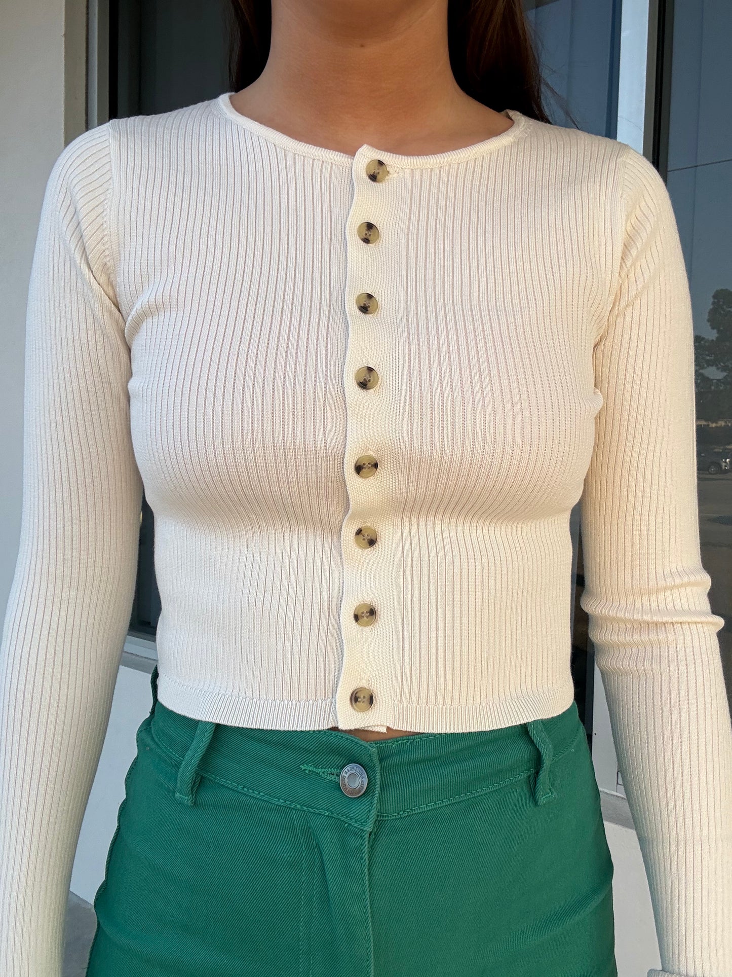 Cream Long Sleeve Top
