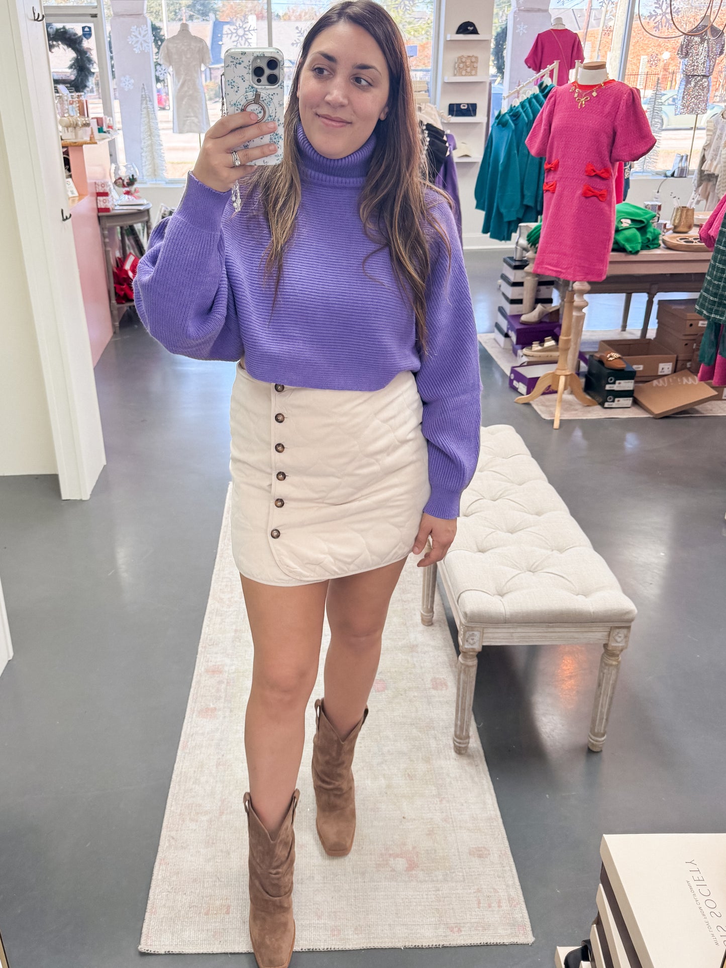 Pretty in Purple Crop Sweater