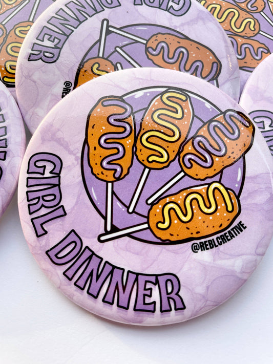 Girl Dinner - Purple & Yellow - Game Day Button