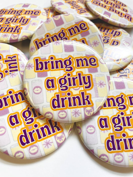 Girly Drink - Purple & Yellow - Game Day Button