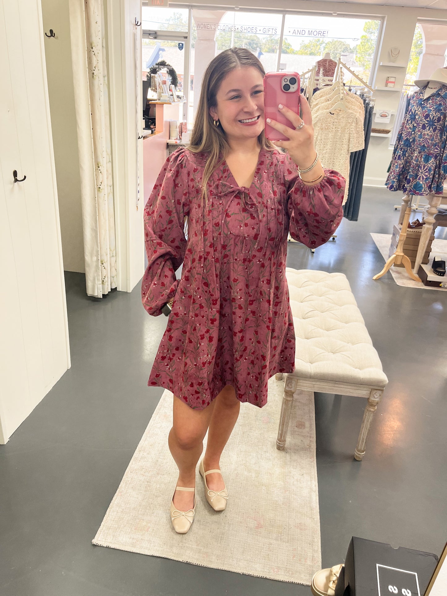 Orchid Floral Corduroy Dress