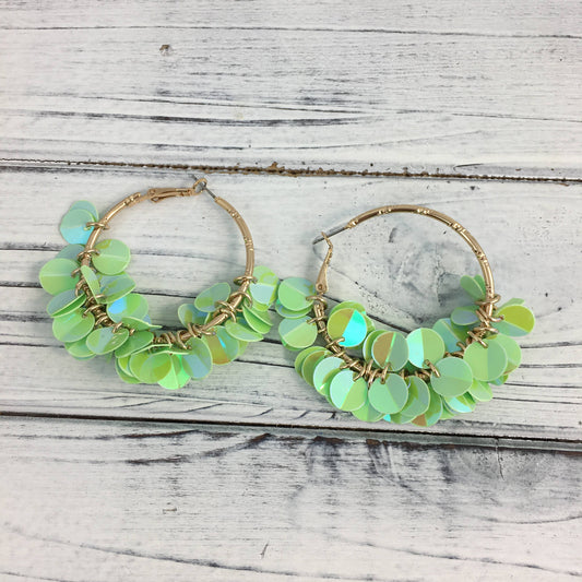 Green Confetti Hoop Earrings