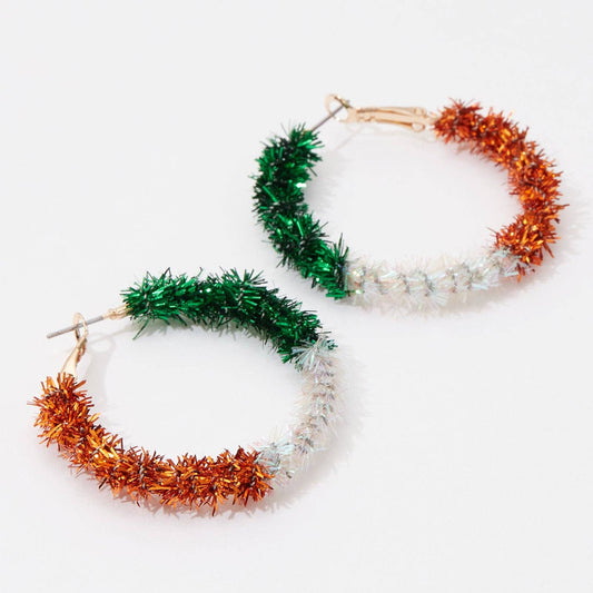 Tri-Color Irish Tie Hoop Earrings