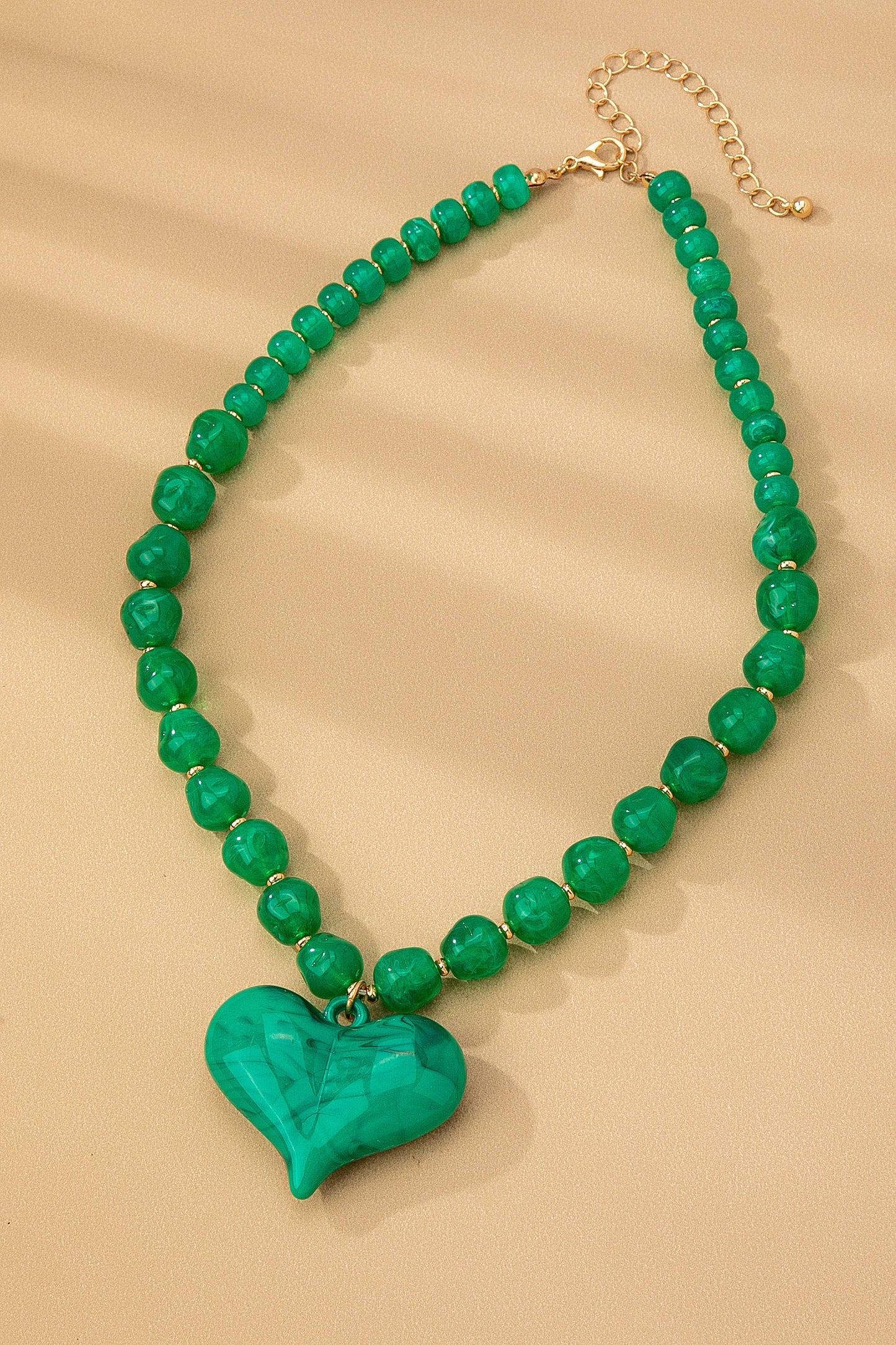 Evergreen Heart Beaded Necklace