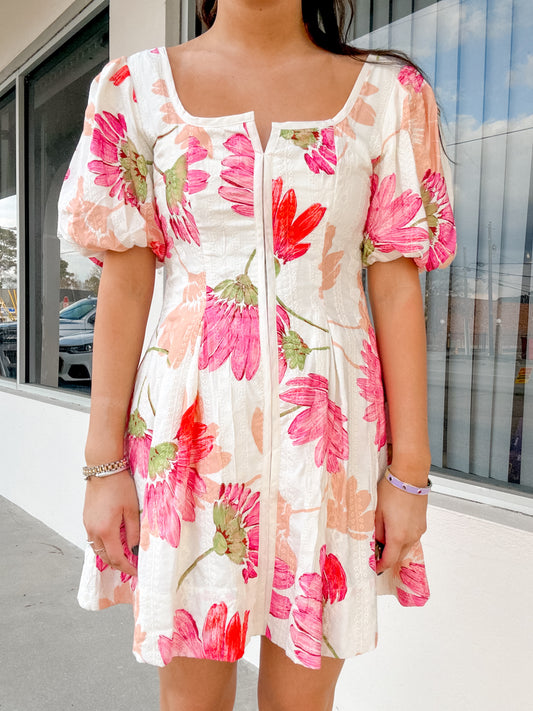 Coral & Ivory Floral Dress