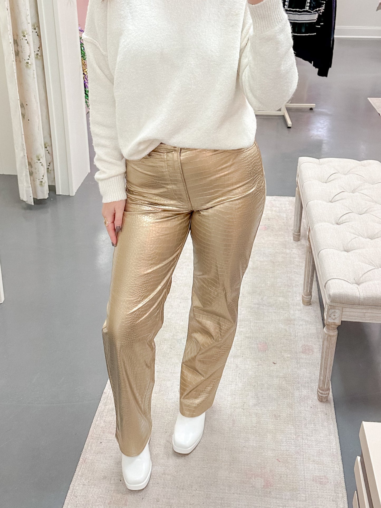 Metallic Gold High Rise Jeans