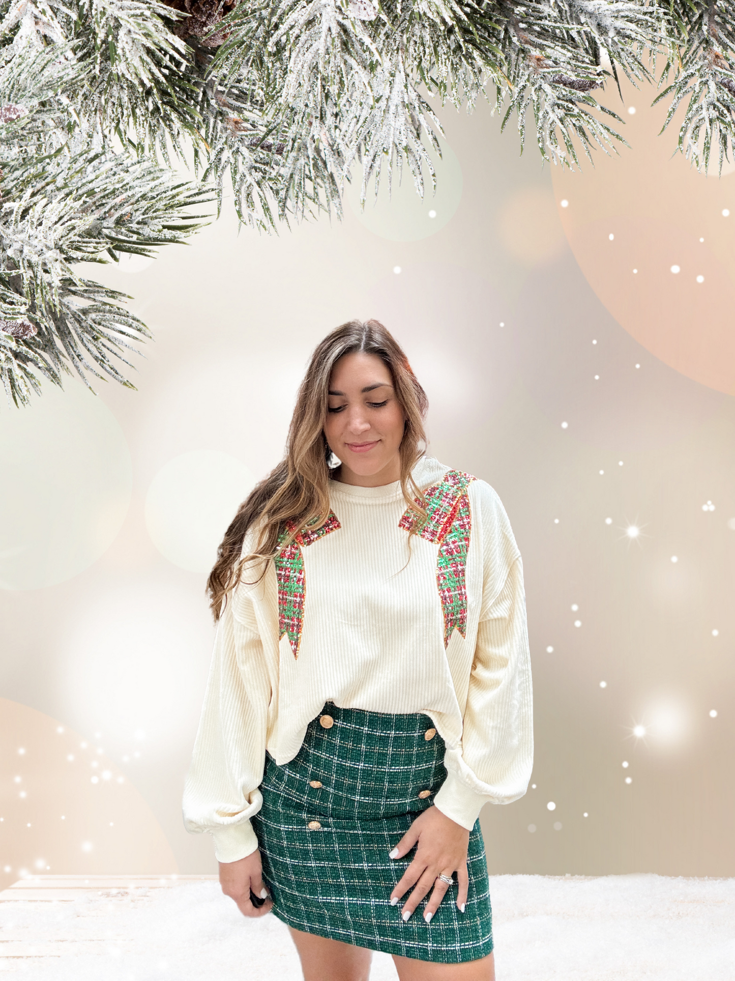 Bow Babe Corduroy Christmas Sweater