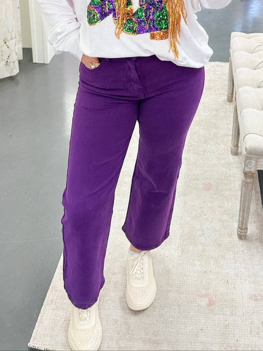 Here For The Party Purple Crop Denim
