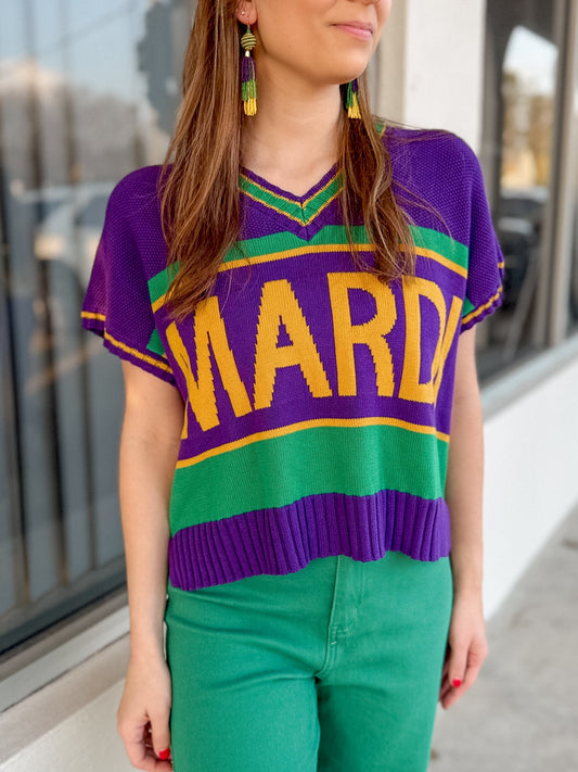 Lettering Mardi Gras Purple Top