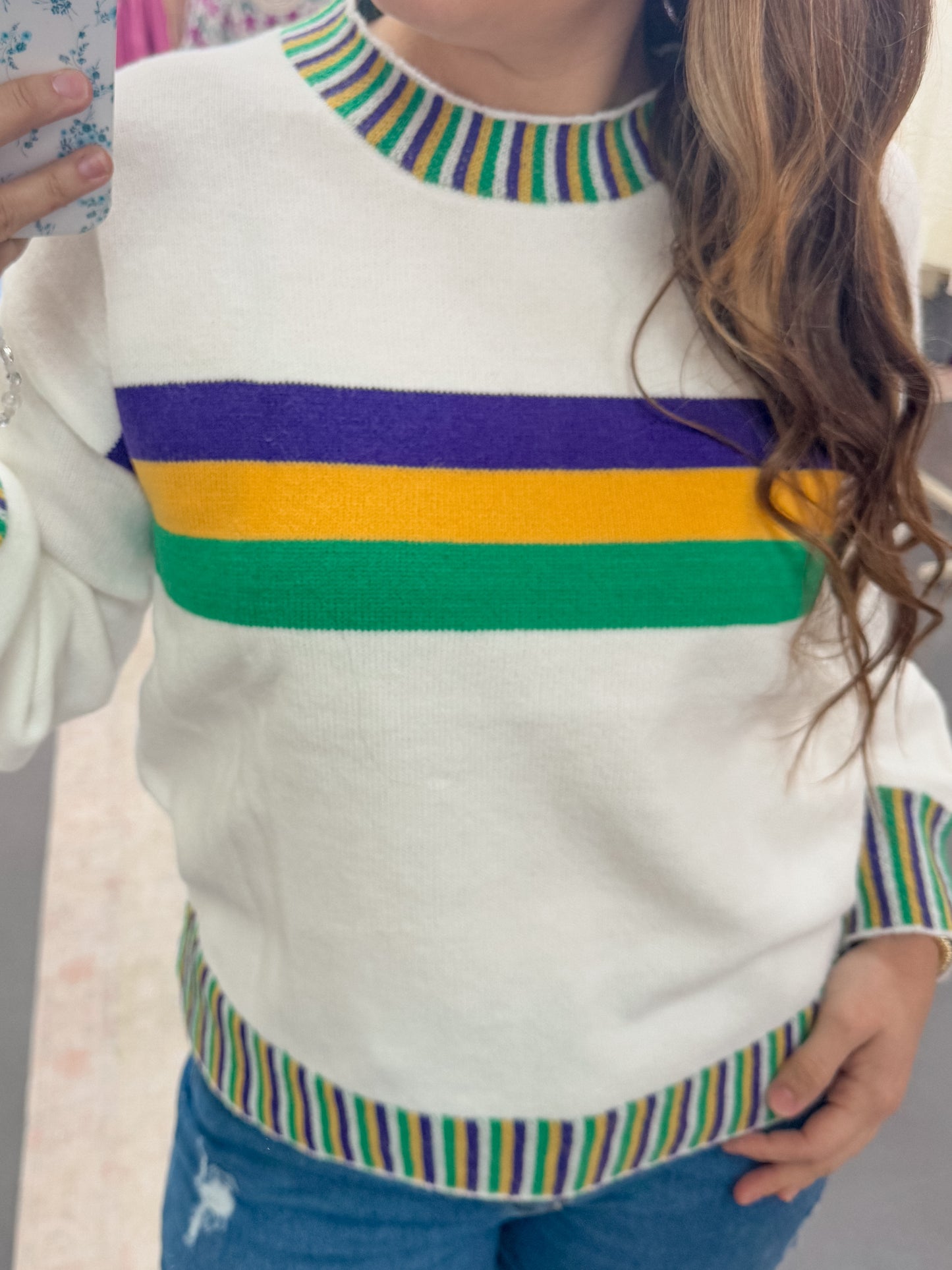 Mardi Gras Stripe Sweater