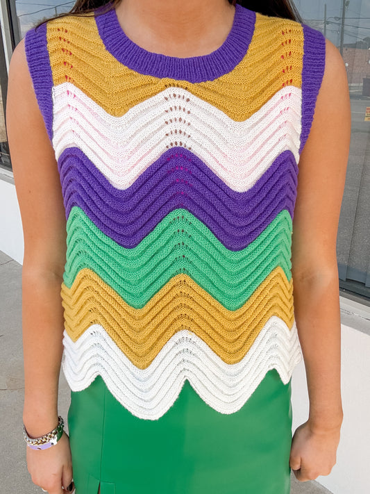 Mardi Gras Multi Color Waive Tank