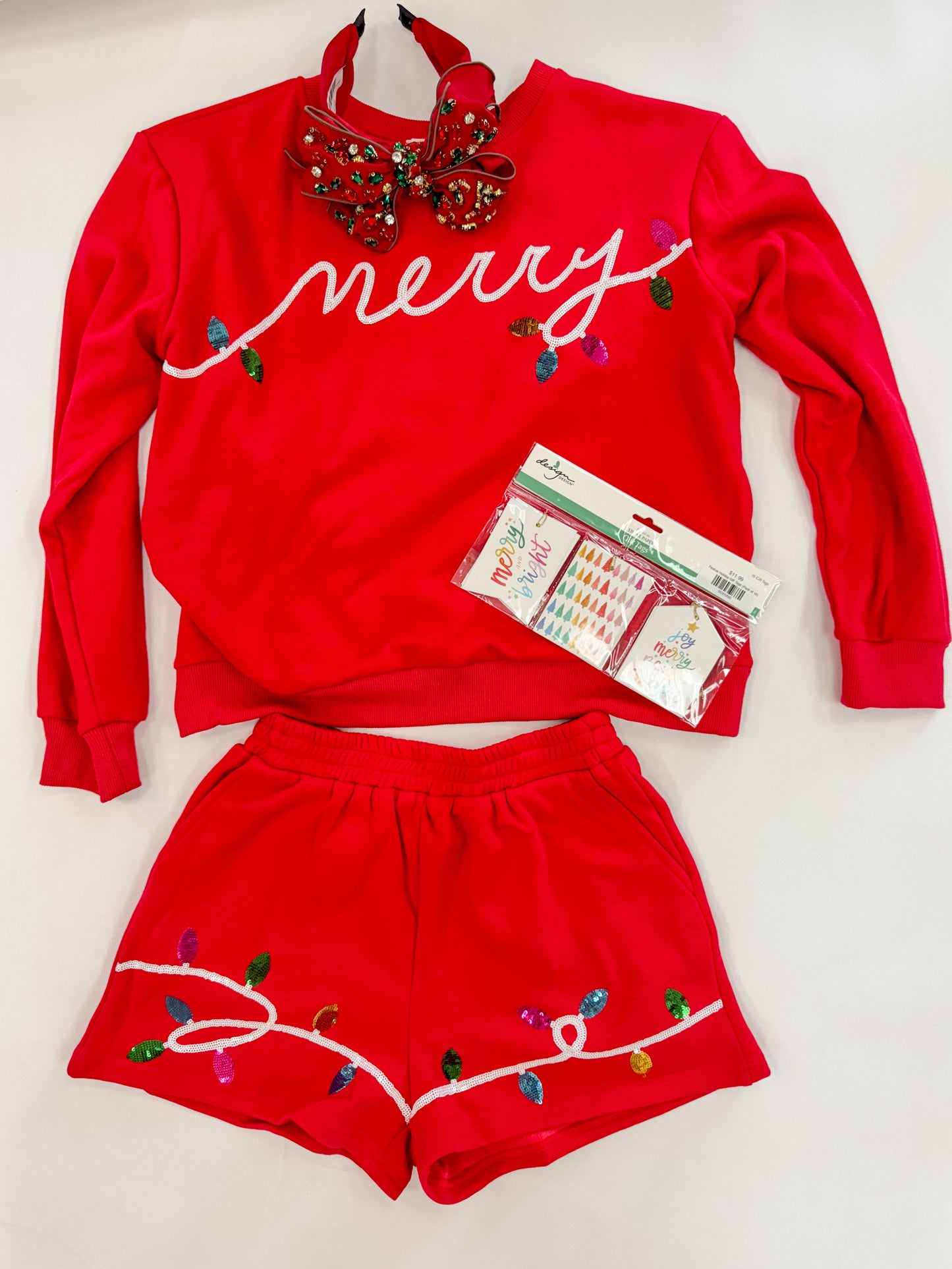 Merry Lights Red Lounge Shorts