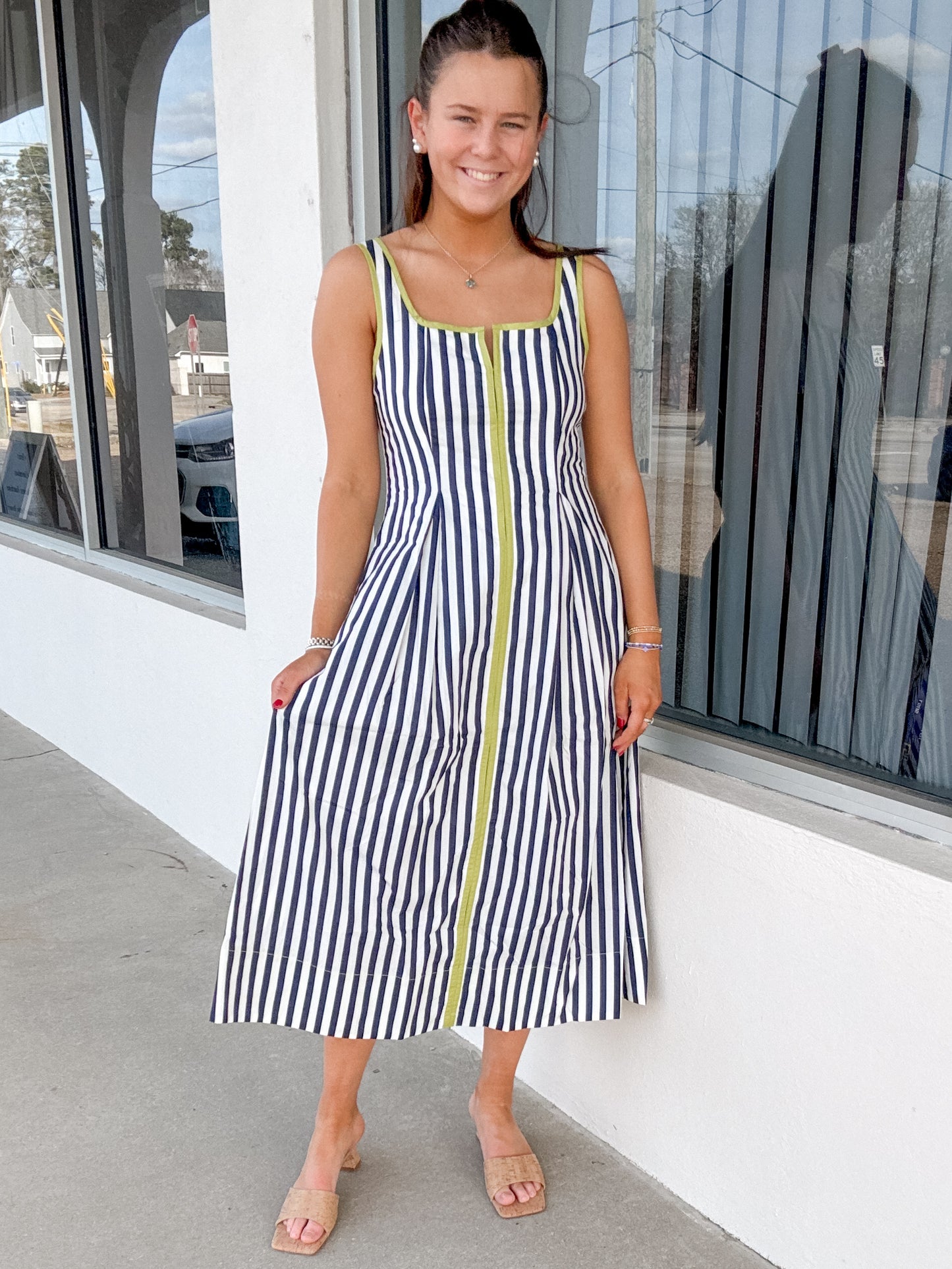 Navy & White Stripe Maxi Dress