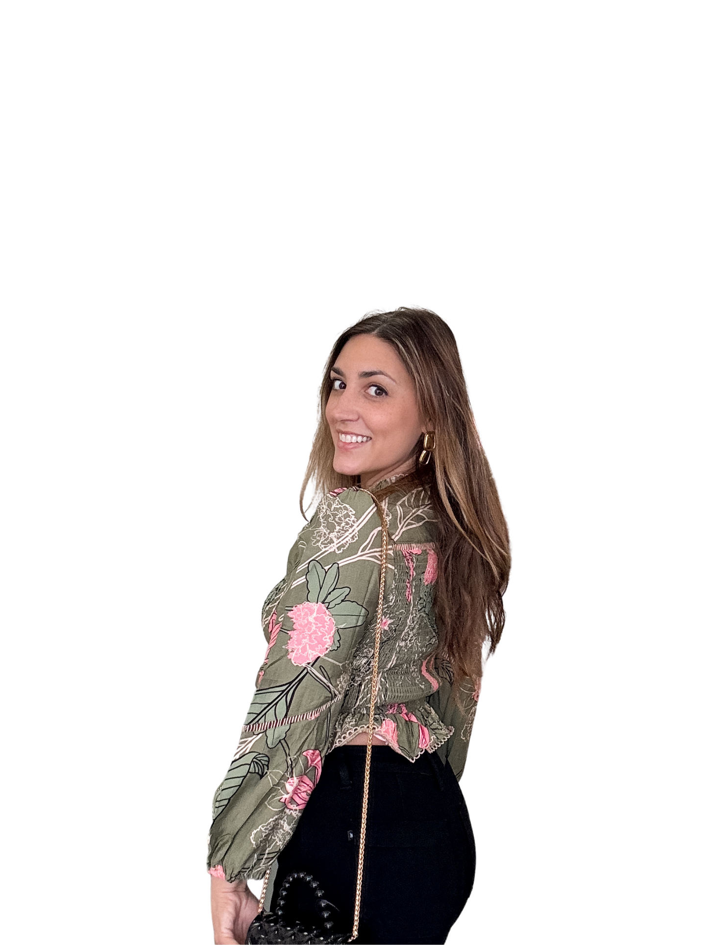 Olive Groves Floral Top