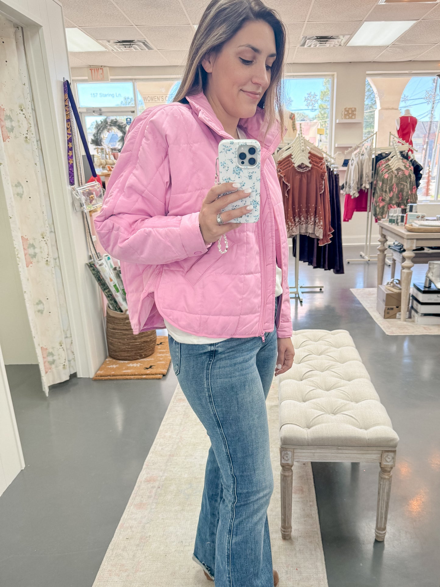 Hit The Slopes Pink Puffer Jacket