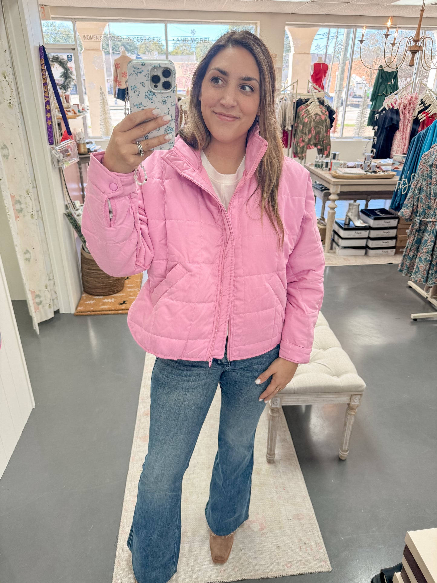 Hit The Slopes Pink Puffer Jacket