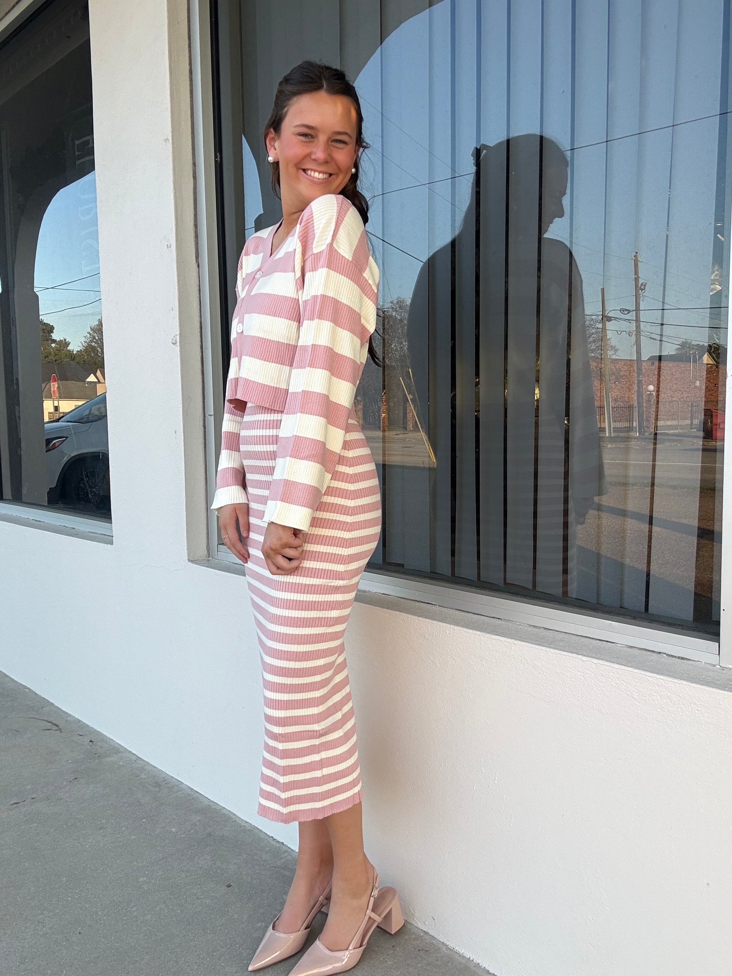 Pink Stripe Sweater Set