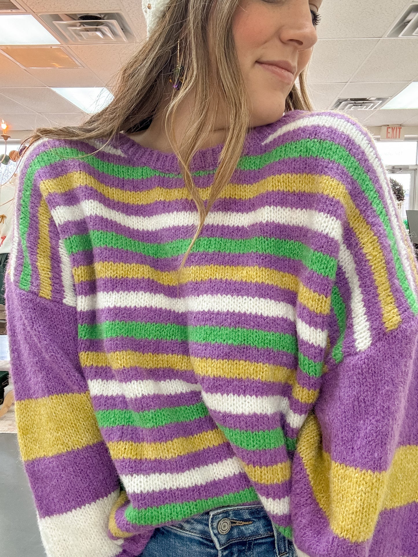 Mardi Gras Stripe Comfy Sweater