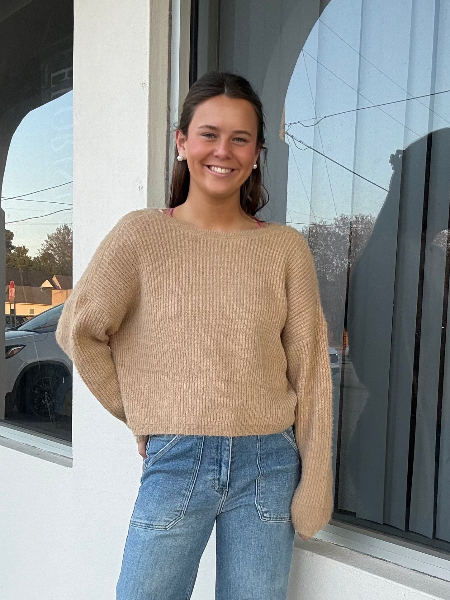 Tan Minky Tie Back Top