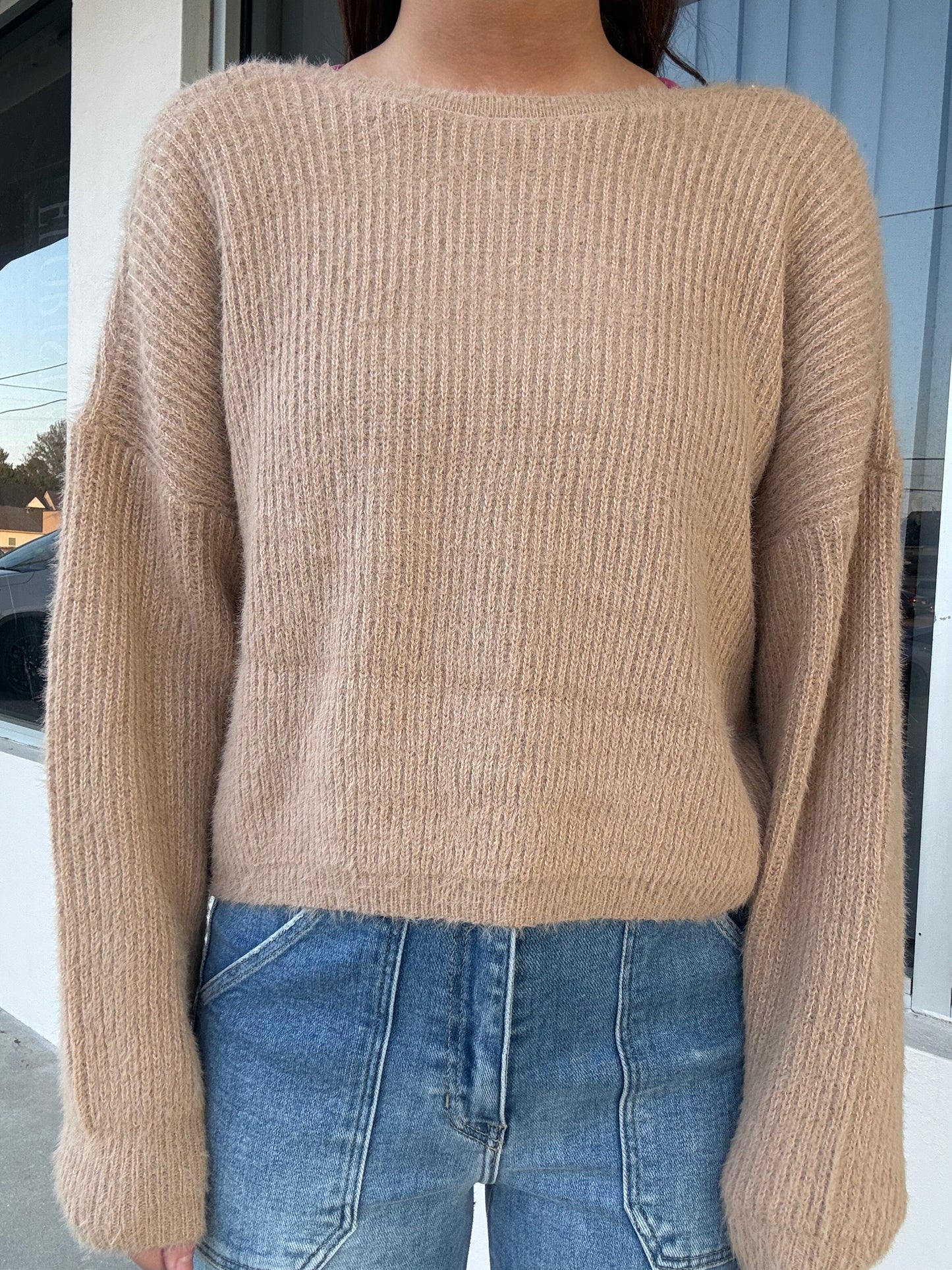 Tan Minky Tie Back Top