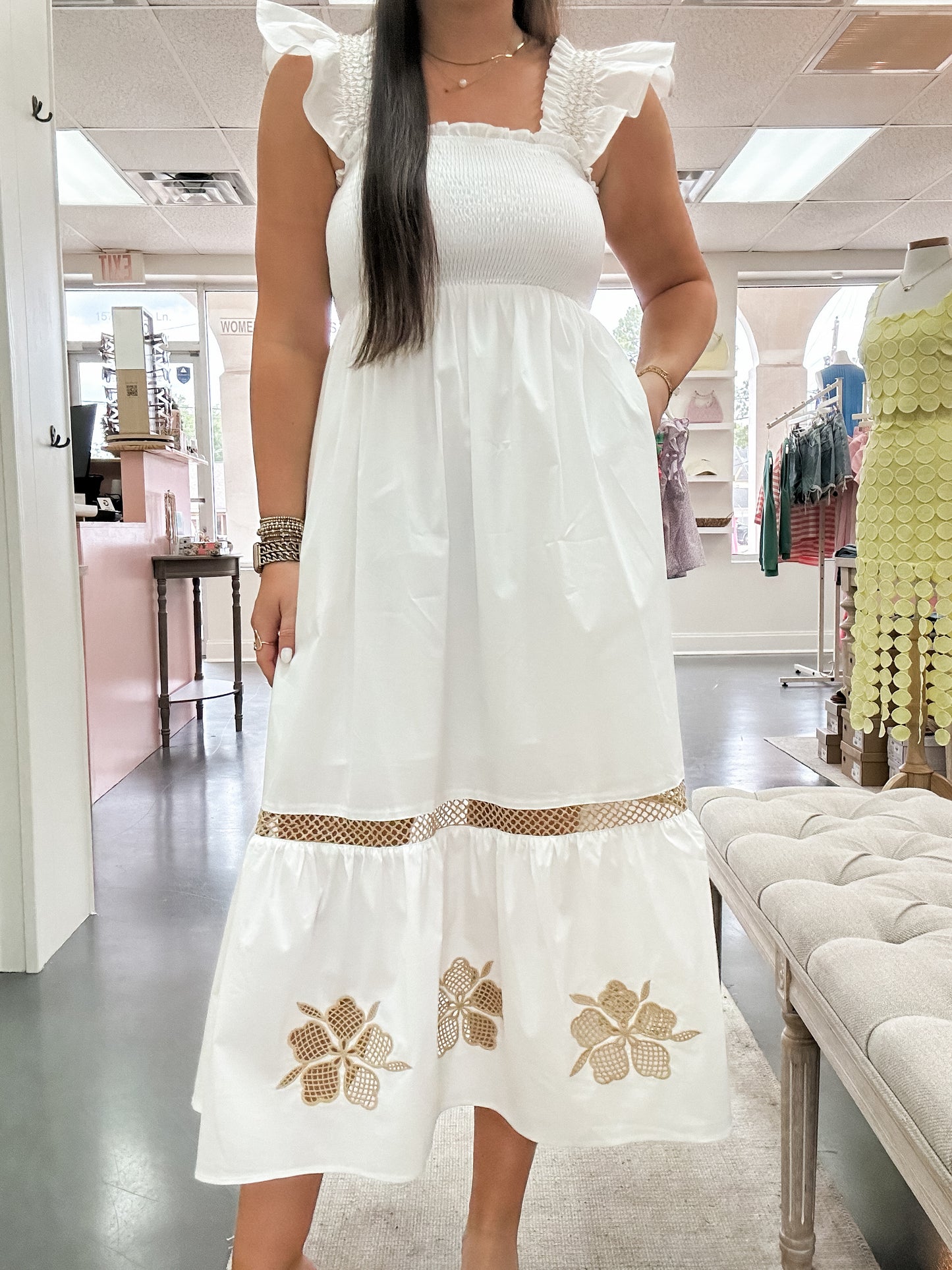 Summer Nights Embroidered White Maxi Dress